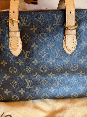 Louis Vuitton Brown Monogram Canvas Tote with Tan Leather Handles